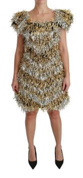 Dolce & Gabbana Silver Gold Sheath Mini Shift Gown Dress -   -  Dolce & Gabbana.